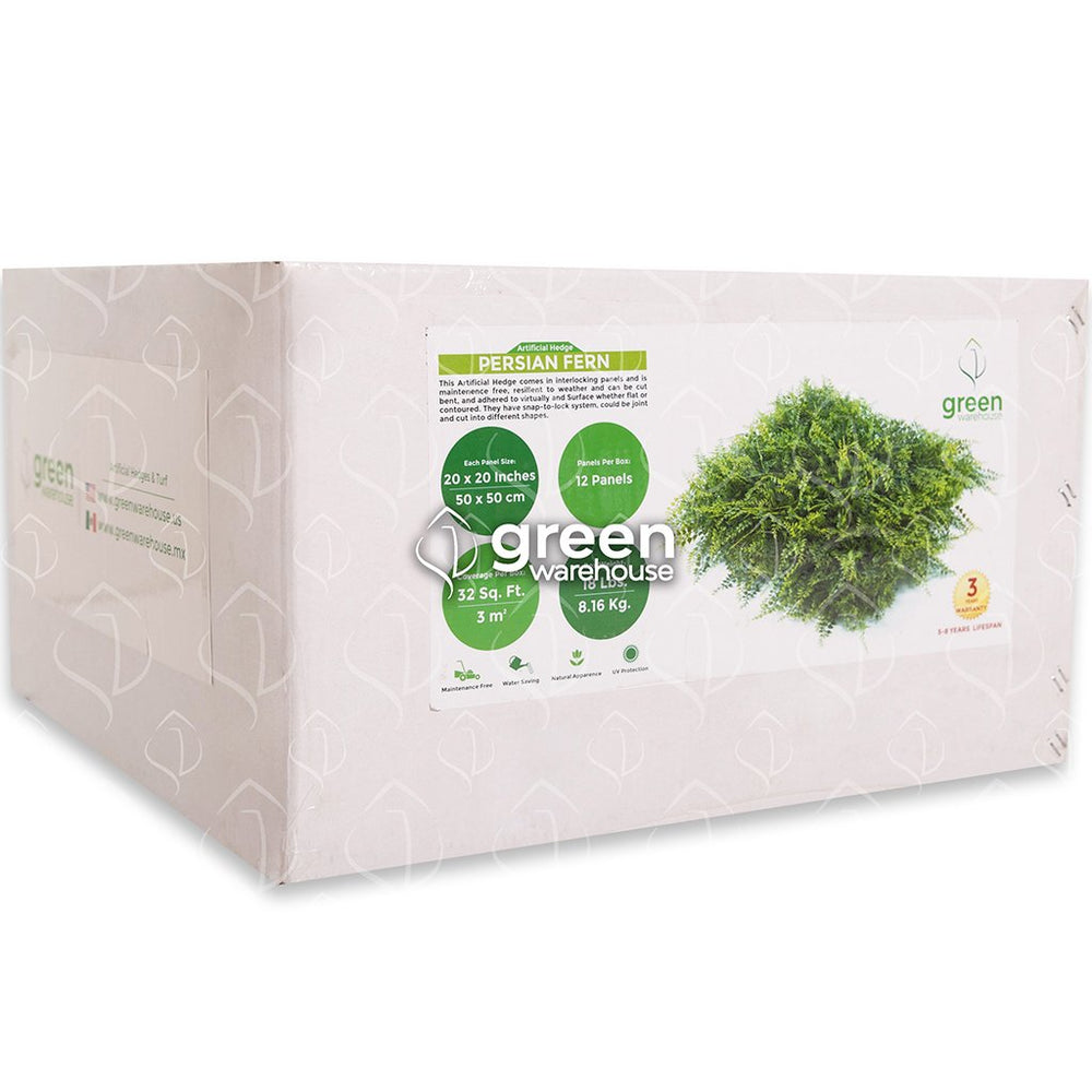 El Follaje Artificial Helecho Persa es muy espeso y con un gran detalle, tiene un acabado texturizado muy exuberante y un color verde brillante. Este modelo es el que cuenta con la mayor altura y ramas más largas de toda nuestra colección, lo que le da un aspecto muy atractivo a la vista. Por si solo puede resaltar completamente, no obstante, la combinación con follajes de hojas más pequeñas lo hacen lucir en cualquier espacio, creando Muros Verdes sorprendentes. Hacemos envíos a todo México. 