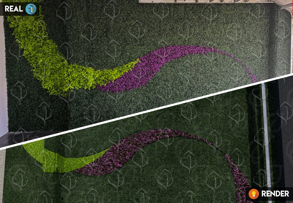 Algunas ideas necesitan una proyección profesional y una imagen vale más que mil palabras. Pensando en eso nuestro servicio de diseño de Jardines Verticales o Muros Verdes, nos permite la visualización arquitectónica de tu proyecto, generando imágenes realistas de nuestros productos en un diseño completamente personalizado. Follajes utilizados Arrayan Morado, Boxwood y Helecho Japonés 