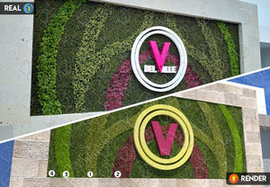 Algunas ideas necesitan una proyección profesional y una imagen vale más que mil palabras. Pensando en eso nuestro servicio de diseño de Jardines Verticales o Muros Verdes, nos permite la visualización arquitectónica de tu proyecto, generando imágenes realistas de nuestros productos en un diseño completamente personalizado. Follajes utilizados Arrayan Blanco, Boxwood Real, Maple y Helecho Japonés.  